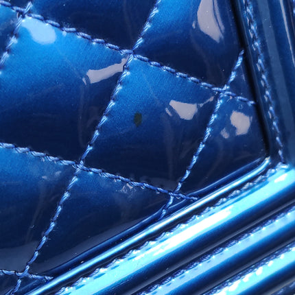 Chanel Le Boy Small Electric Royal Blue Patent Leather Bag