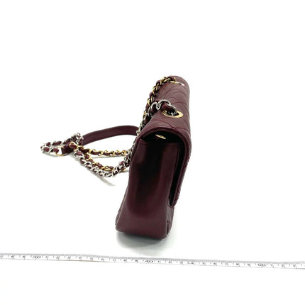 Chanel Flap Bag Mini Burgundy Lambskin Leather Gold & Silver Hardware 2019