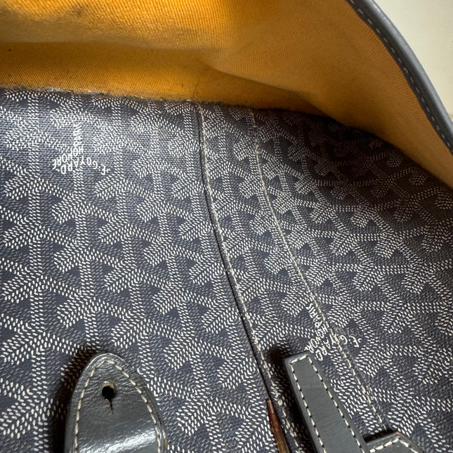 Goyard Ambassade Document Case Small 35cm Handbag Grey Canvas Leather Silver Hardware