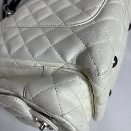 Chanel Cambon Multi-pocket Ligne Reporter Bag Large White Calfskin Leather