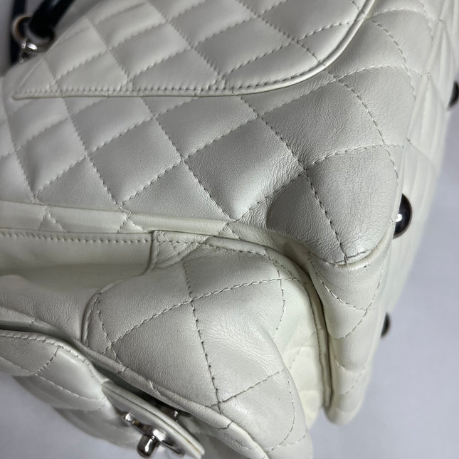 Chanel Cambon Multi-pocket Ligne Reporter Bag Large White Calfskin Leather