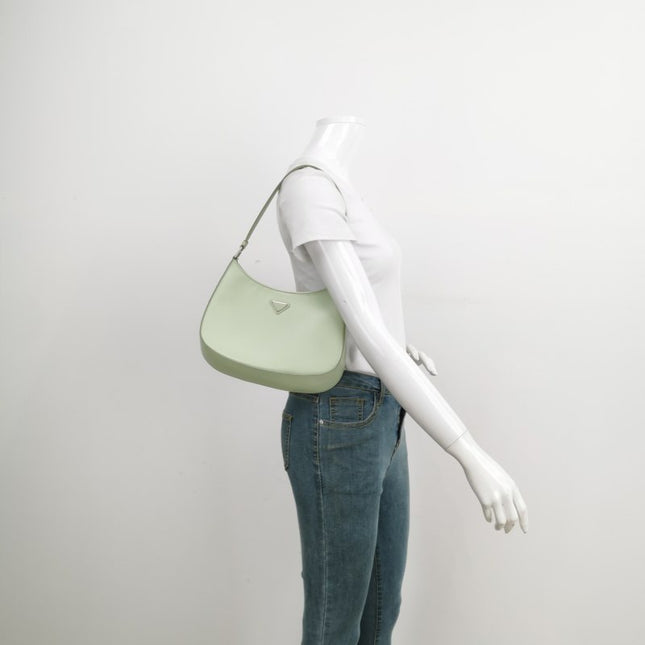 Prada Cleo Green Smooth Leather Shoulder Bag