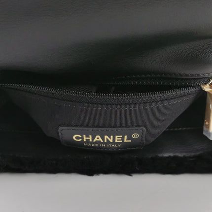 Chanel Coco Handle Small Black Shearling Gold Hardware, 2017