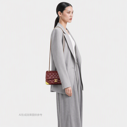 Chanel Rock The Corner Mini Flap Bag Burgundy Calfskin Leather Gold Hardware Corners 2017-18