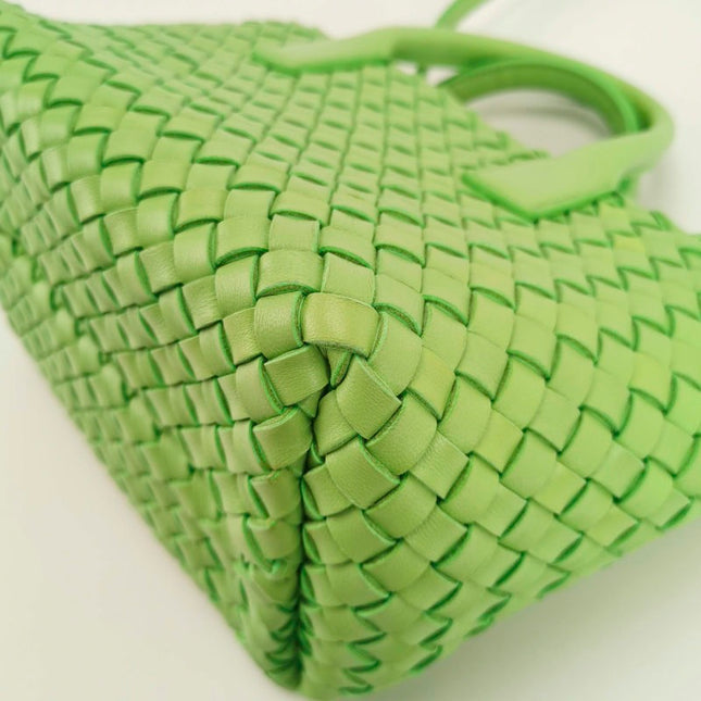 Bottega Veneta Cabat Mini Intreccio Leather Tote Bag Green