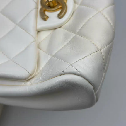 Chanel White Quilted Lambskin Double Side Pack Bags Aged Gold Hardware 2019