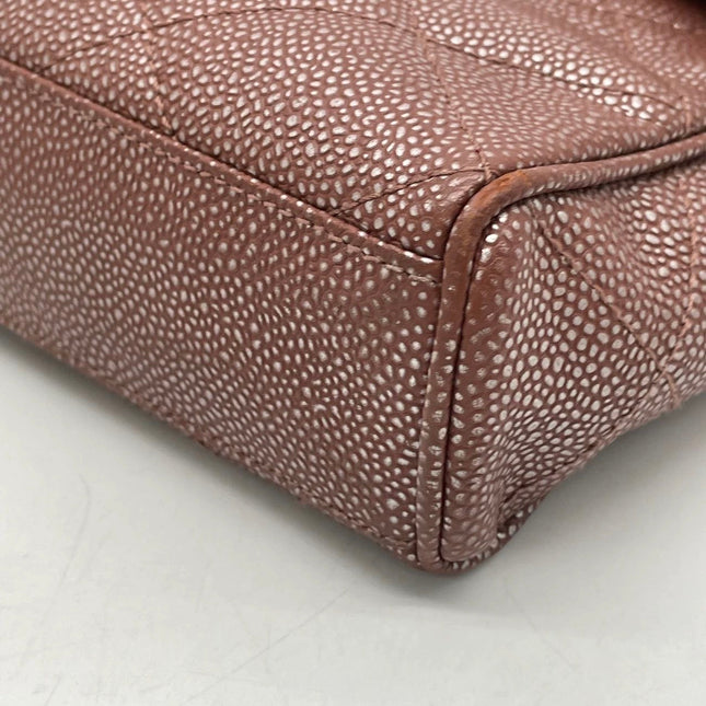 Chanel Vintage Medium Iridescent Brown Caviar Leather Shoulder Bag Gold Hardware