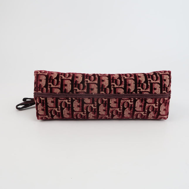 Christian Dior Velvet Oblique Cosmetic Pouch Burgundy