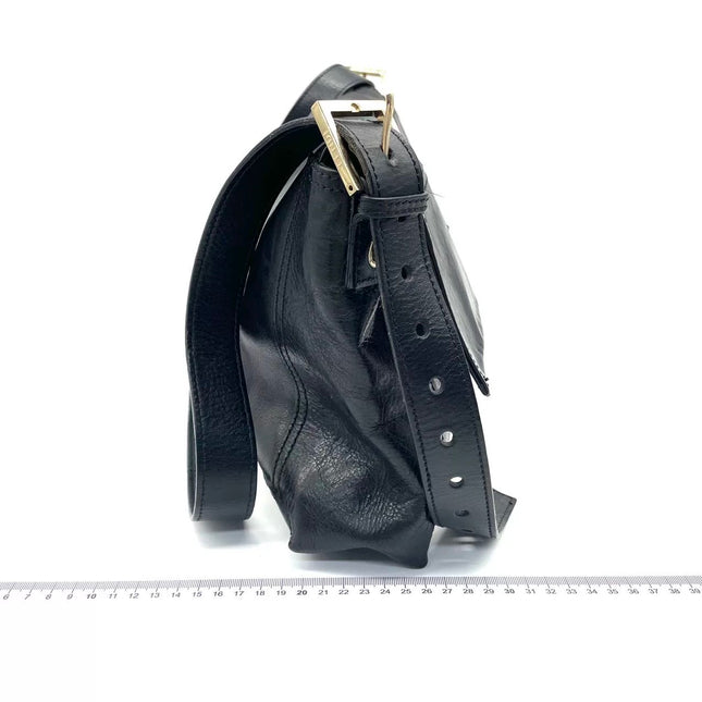 FENDI Baguette Large Black Calfskin Leather Shoulder Bag