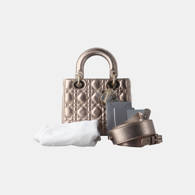 Lady Dior ABCdior Small Pink Irediscent and Metallic Cannage Lambskin Handbag