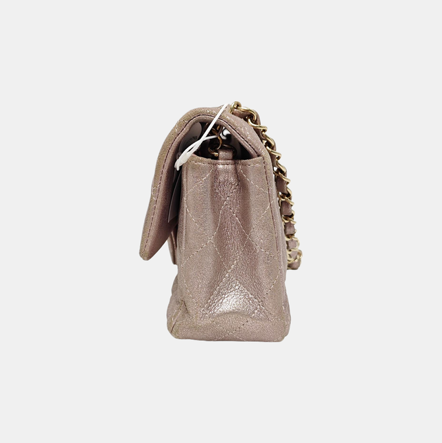 Chanel Classic Flap Mini Metallic Pink Lambskin Leather Gold Hardware
