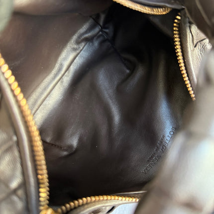 Bottega Veneta Jodie Mini Fondant Dark Chocolate Brown Lambskin Leather Clutch Bag