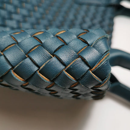 Bottega Veneta Cabat Tote Small/Medium Intreccio Blue Green Leather and Suede Lining 32cm
