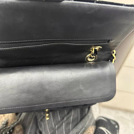 Chanel Classic Flap Medium Black Velvet Gold Hardware, 2014-2015