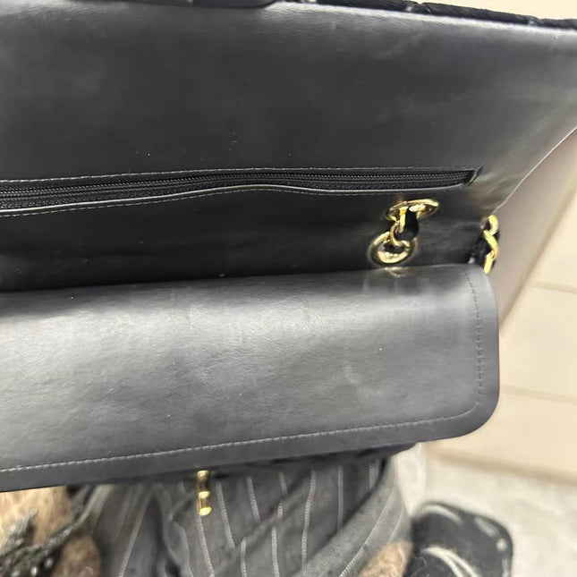 Chanel Classic Flap Medium Black Velvet Gold Hardware, 2014-2015