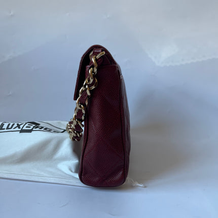 Chanel Vintage Burgundy Caviar Leather Shoulder Bag 24k Gold HW