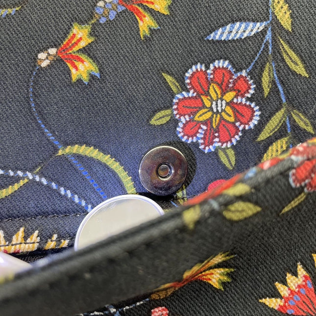 Dior Saddle Black Denim with Floral Embroidery John Galliano Design