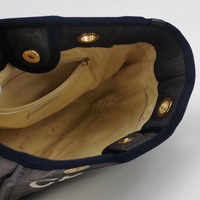 Chanel North South Deauville Tote Small Navy Denim Top Handle Shoulder Bag, 2012-2013