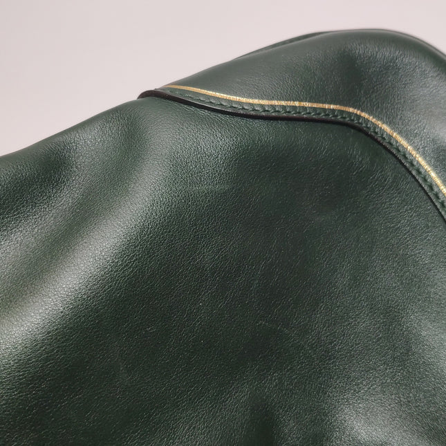 Gucci Jackie Soft Medium Green Leather Shoulder Bag With Strap