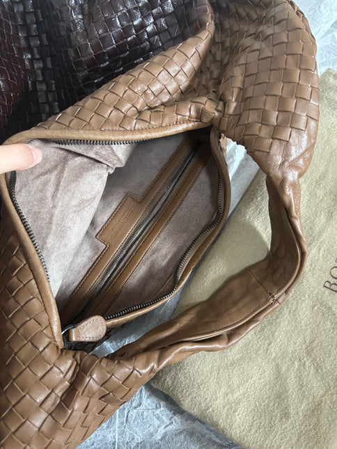 Bottega Veneta Belly Hobo Intreccio Leather Two-tone Brown Large 50cm