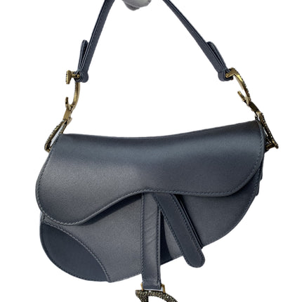 Sold Dior Saddle Mini Silk Greyish Blue with crystals-Luxbags