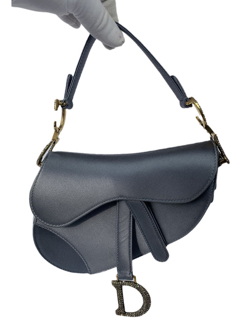 Sold Dior Saddle Mini Silk Greyish Blue with crystals-Luxbags
