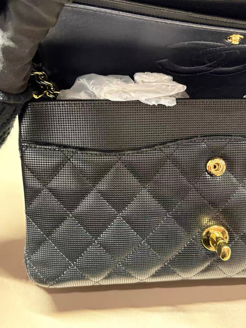 Chanel Classic Flap Medium 2016 Black Pixel Effect Calfskin Leather Gold Hardware