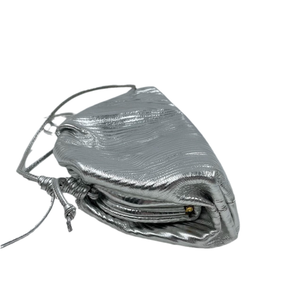 Sold Bottega Veneta Pouch Mini Silver Lambskin Leather Tree Trunk pattern