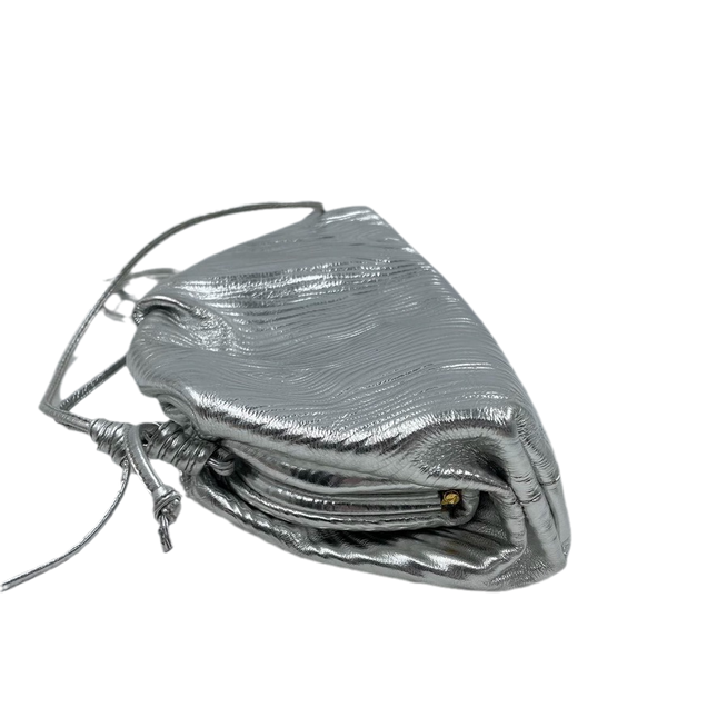 Sold Bottega Veneta Pouch Mini Silver Lambskin Leather Tree Trunk pattern