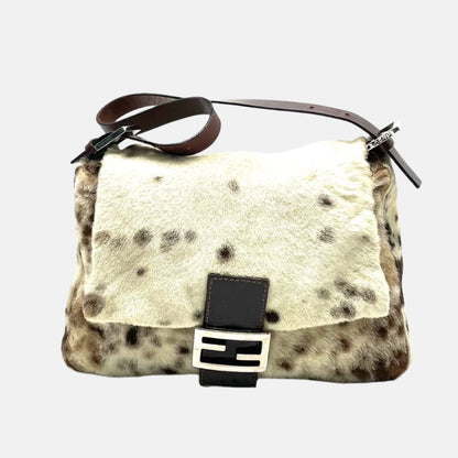 Fendi Mamma Baguette Pony-style Calfskin Dalmatian Dog Polka Dots Print-Luxbags