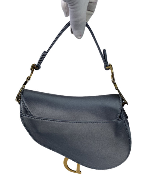 Sold Dior Saddle Mini Silk Greyish Blue with crystals