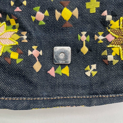 Fendi Baguette Denim with Floral Embroidery