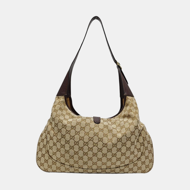 Sac porté épaule large Gucci Jackie 1961 camel avec bandoulière