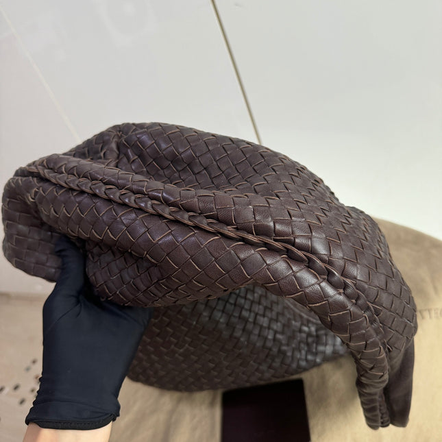 Sold Bottega Veneta Belly Hobo Intrecciato Lambskin Leather Dark Chocolate Brown Large 50cm