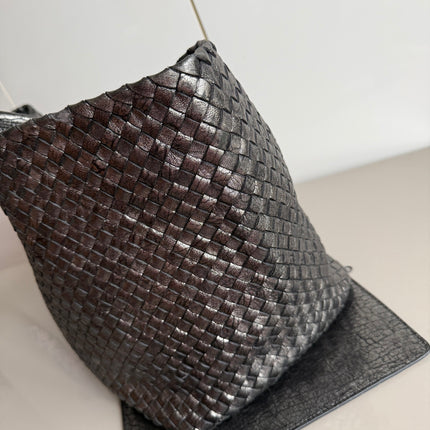 Bottega Veneta Cabat Maxi Intreccio Leather Tote Bag Metallic 50cm