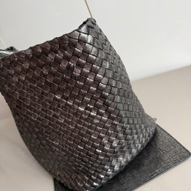 Bottega Veneta Cabat Maxi Intreccio Leather Tote Bag Metallic 50cm