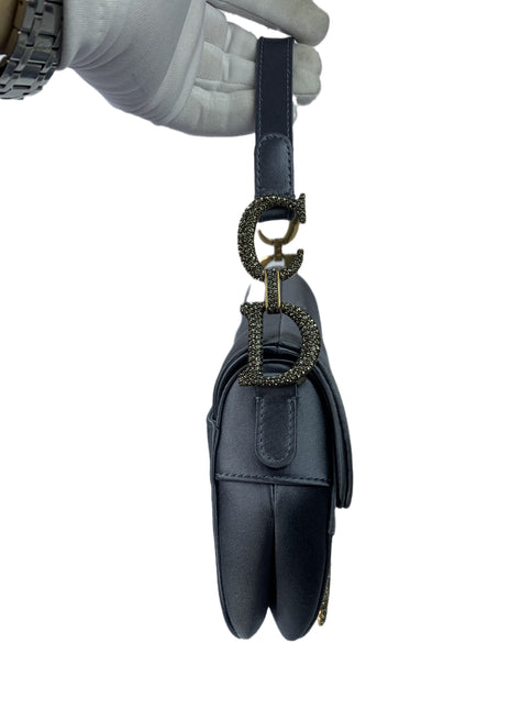 Sold Dior Saddle Mini Silk Greyish Blue with crystals