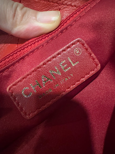 Chanel Shopping Tote Red Lambskin Leather Gold Hardware 2013-14