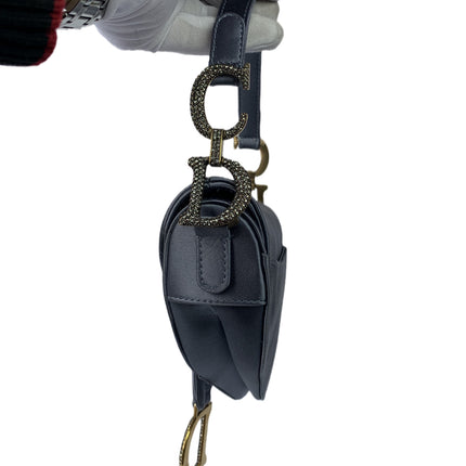 Sold Dior Saddle Mini Silk Greyish Blue with crystals