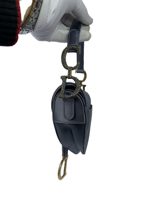 Sold Dior Saddle Mini Silk Greyish Blue with crystals