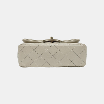 Chanel Classic Flap Rectangular Mini Grey Lambskin Leather Gold Hardware Microchip