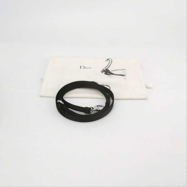 Lady Dior Mini Black Silk with Crystals Silver Hardware