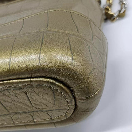 Sold Chanel Gabrielle Mini Gold Crocodile Embossed Calfskin Leather Crossbody Bag