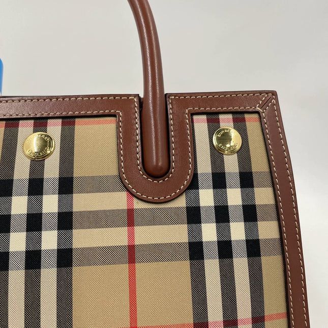 Sold Burberry Title Tote Small Leather Handbag