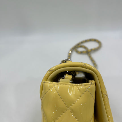Chanel Classic Flap Rectangular Mini Yellow Patent Leather Silver HW, 2014-2015