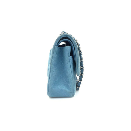 Chanel Timeless Classic Flap Medium Light Blue Caviar Leather Silver Hardware