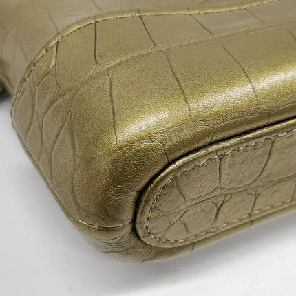 Sold Chanel Gabrielle Mini Gold Crocodile Embossed Calfskin Leather Crossbody Bag