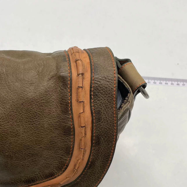 Dior Vintage Gaucho Large Brown Leather Crossbody Bag 36cm