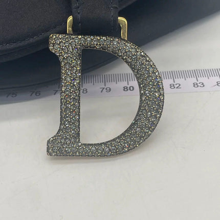Dior Saddle Mini Silk Handbag Black with crystals