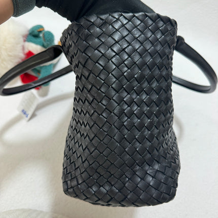 Sold Bottega Veneta Cabat Small Intreccio Leather Tote Bag Black